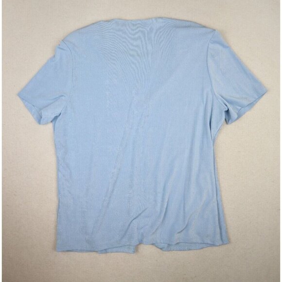 NOTATIONS - WOMEN'S BLUE SHORT SLEEVE SLINKY TEXTURED 2-FOR TOP - SIZE L - Picture 7 of 7